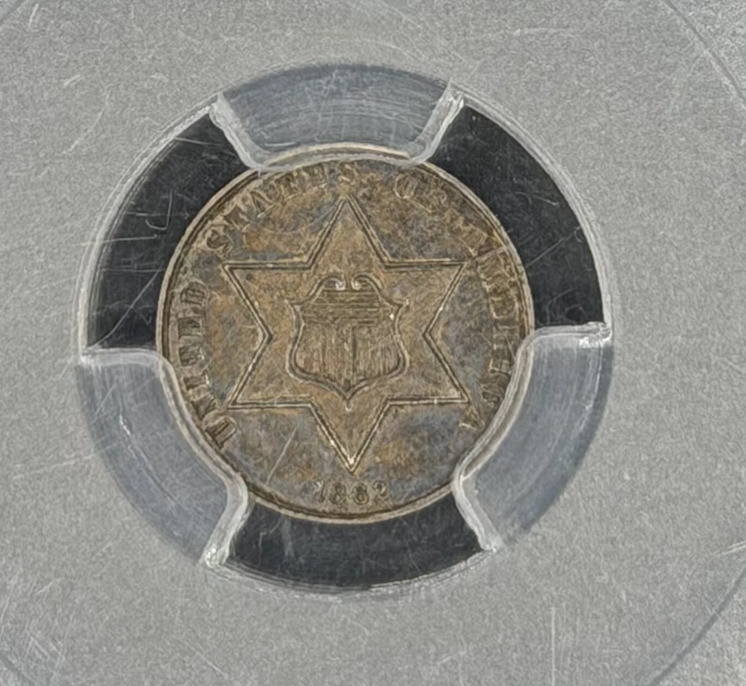 1862 3CS Three Cent Silver PCGS AU-55 - Image 4 of 4