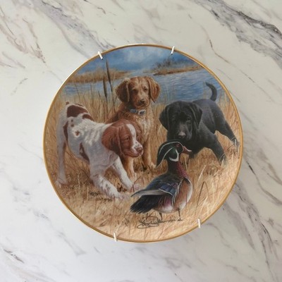 Franklin Mint Triple Trouble Puppy Wood Duck Porcelain Collector Plate 8 inch