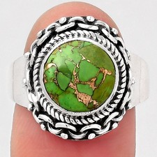 Copper Green Turquoise - Arizona 925 Sterling Silver Ring s.8.5 Jewelry R-1667
