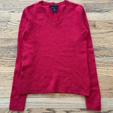 Tahari Red Cashmere V-Neck Pullover Sweater Women  s Sz XS