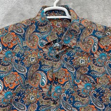 Alan Flusser shirt men Large club disco Paisley Floral Button Up AOP Fun bold