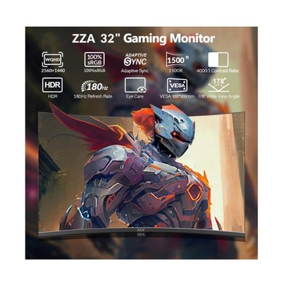 ZZA 32-Inch QHD Curved Gaming Monitor - 2K Resolution, 165Hz