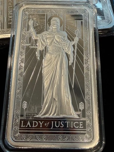 LADY of JUSTICE Bar - PAMP SUISSE - 10oz .999 Fine Silver Bullion Bar IN - STOCK