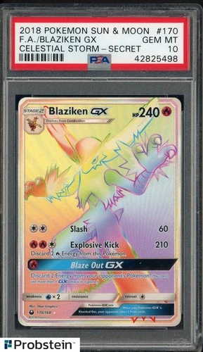 2018 Pokemon Sun & Moon Celestial Storm Secret #170 FA Blaziken GX PSA 10