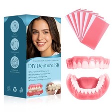 DIY Denture Kit - Temporary Full Set of Moldable Fake Teeth for Missing Teeth
