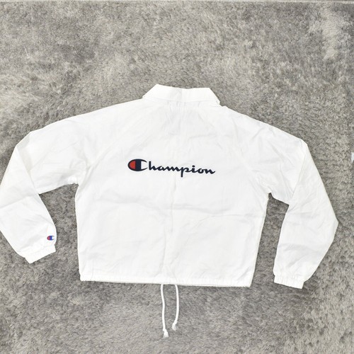 Champion Women's Size M Windbreaker Jacket White Polyester Snap Long Sleeve - Picture 7 of 8