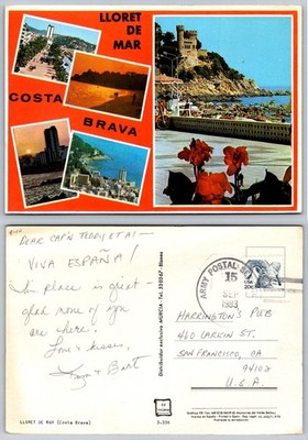 Vintage Lloret de Mar Costa Brava Spain Castle Beach 1983 Postcard