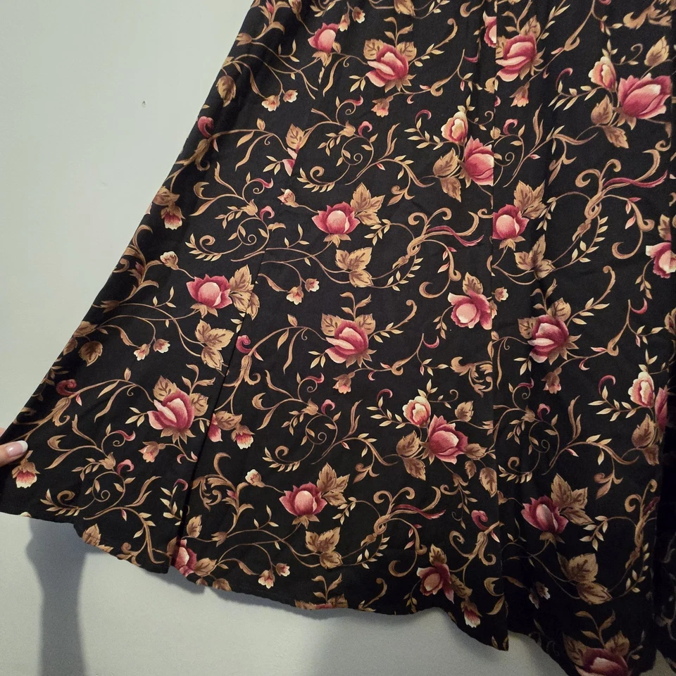 Maxi Falda Midi Floral Oscura De Colección Liz Baker Años 90 Y2K Mujeres LG PET Grunge Capricho Foto 2 de 4