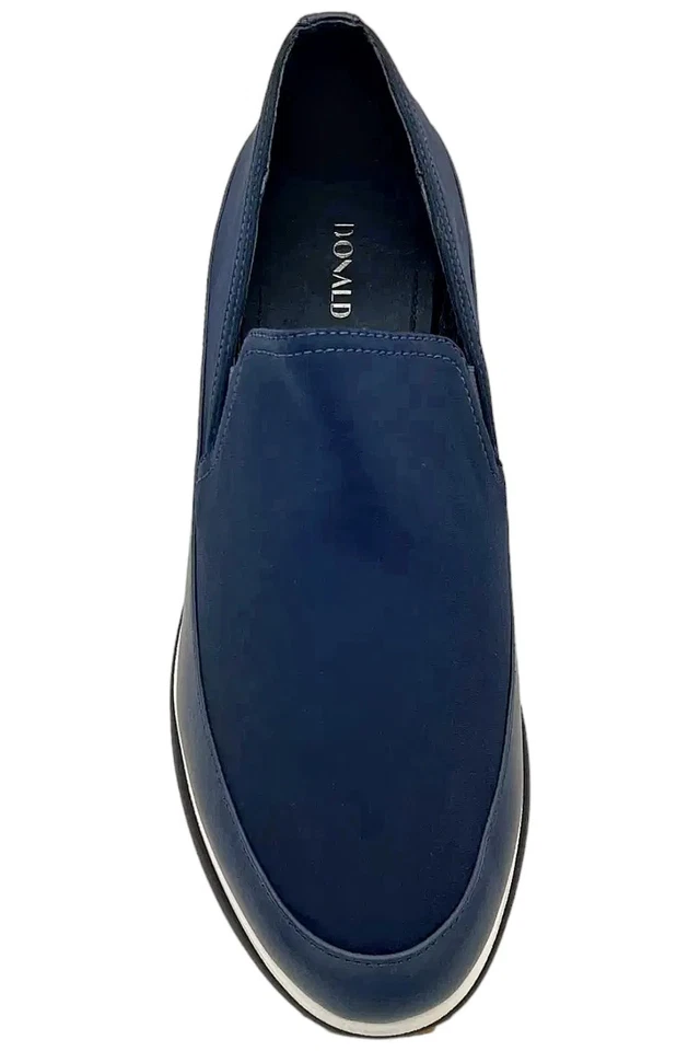 Donald Pliner 女式 Lizzee 绉织弹性运动鞋海军蓝 — 第 2/3 张图片