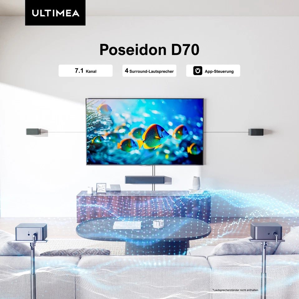 ULTIMEA Poseidon D70 7.1 Soundbar für TV mit 3D Surround Sound und App-Steuerung - Bild 2 von 4