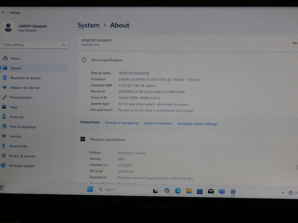 LENOVO iDEAPAD U310 i5 3rd GN 14'' SCREEN RAM 8GB,STORGE 500 HDD 100% BATTERY - Image 2 of 4