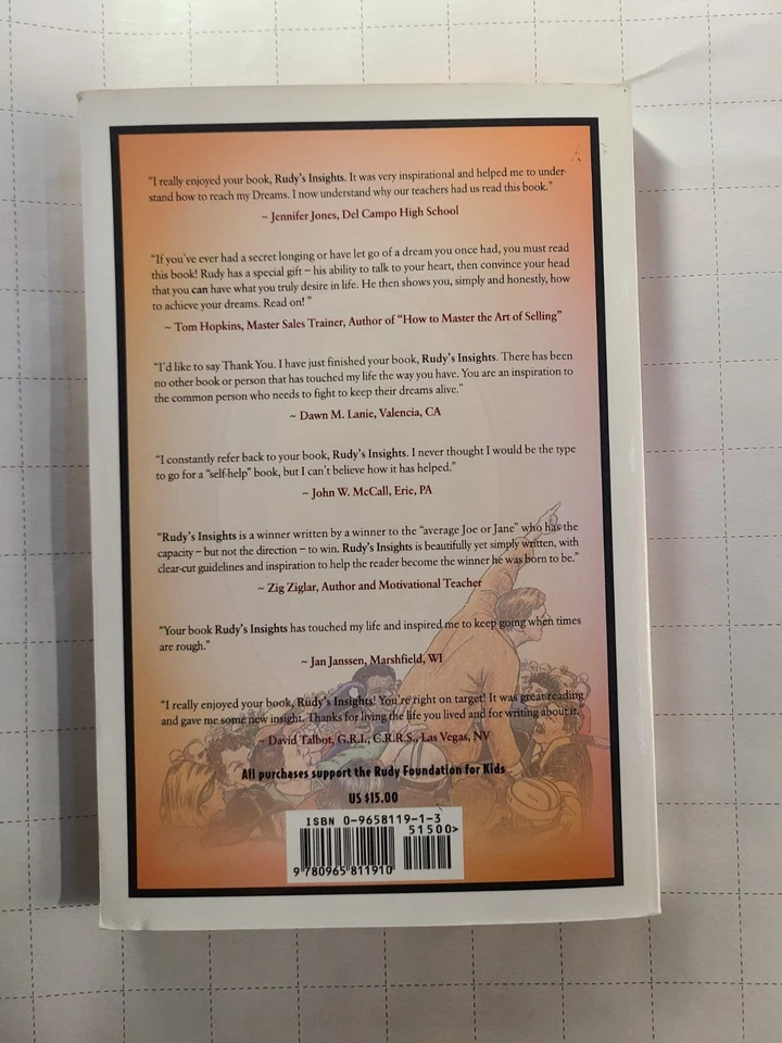 Rudy's Insights For Winning In Life: By Rudy's Ruettiger: Autographed Paperback Foto 4 de 4
