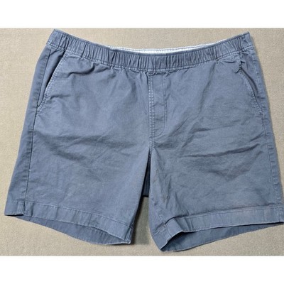 LLBean Mens XXL Blue Pull On Elastic Waist Chino Shorts Casual Comfort