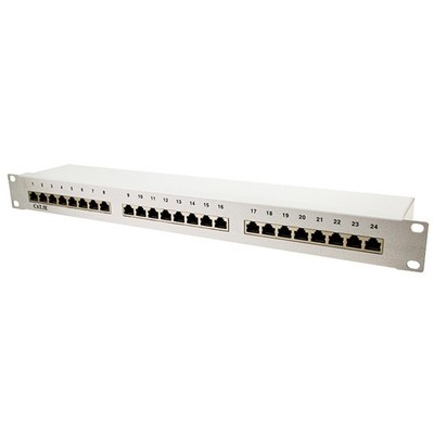 19'' 24 Port Patchpanel CAT5e Panel Verteiler LSA geschirmt 19 Zoll grau