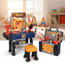 Kids Construction Tool Bench Set - Electric Drill  Safe Materials Included