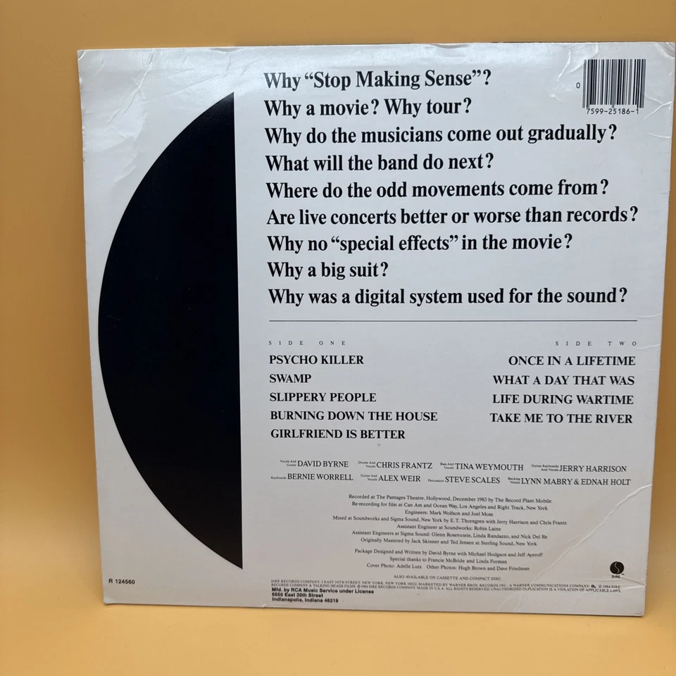 TALKING HEADS Stop Making Sense BERNIE WORRELL SIRE LP One Bent Corner VG+ / EX - Imagem 3 de 4