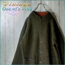 Green mock neck knit cardigan, 100 wool