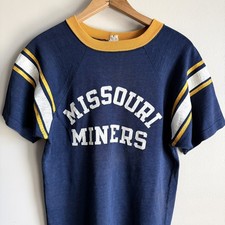 Camisa Jersey Vintage Años 60 Champion Durene Rayas Missouri Miners Azul