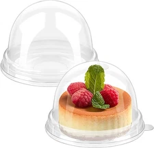 Zezzxu 50 Pack Mini Cake Containers, Clear Plastic Small Cupcake Boxes 