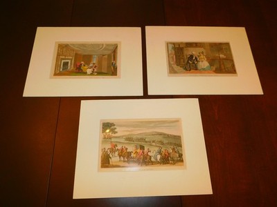 LOT of 3 Antique 1819 DR SYNTAX Rowlandson Hand Colored Etchings with DAIRY MAID