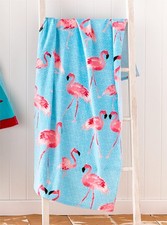 Image of Catherine Lansfield Flamingo Beach Towel Blue
