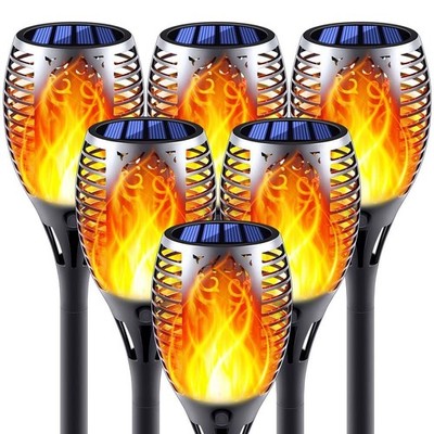 Solar Torch Light with Flickering Flame, 6 Pack Dancing Flame Torches for Pat...