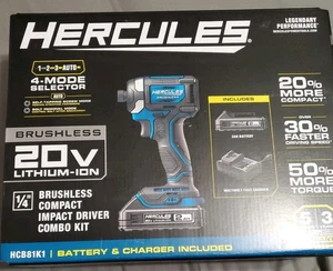 HERCULES 20V Sans fil brushless, 1/4 po. Compact 3-Speed Kit conducteur impact