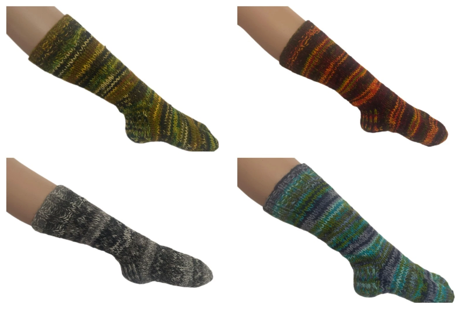 100% Pure Wool Slipper Socks Slouch Chunky Knit Lined Nepalese Bed Socks