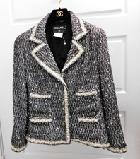 CHANEL 05A Black White Tweed Blazer Jacket M3044 P26325V16317 sz 40 US 8