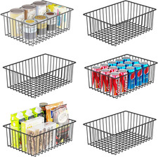 6 Pack Large Metal Wire Baskets for Storage, Black