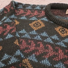  JANTZEN Aztecki Print Sweter Męski Rozmiar Duży Wielokolorowy Grunge Nostalgiczny lata 90.