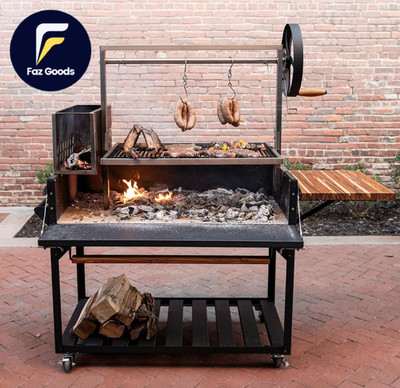 Argentine Santa Maria Wood Fire & Charcoal BBQ Grill with Brasero, Adjustable Gr