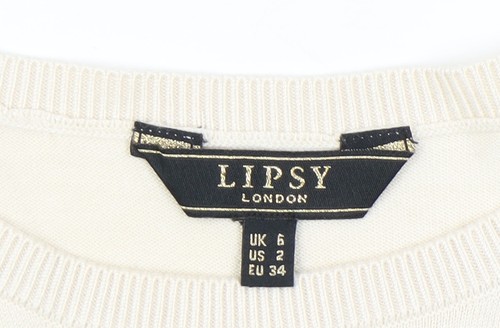 Lipsy Women Beige Striped Sleeveless Jumper Size 6 - Picture 3 of 12