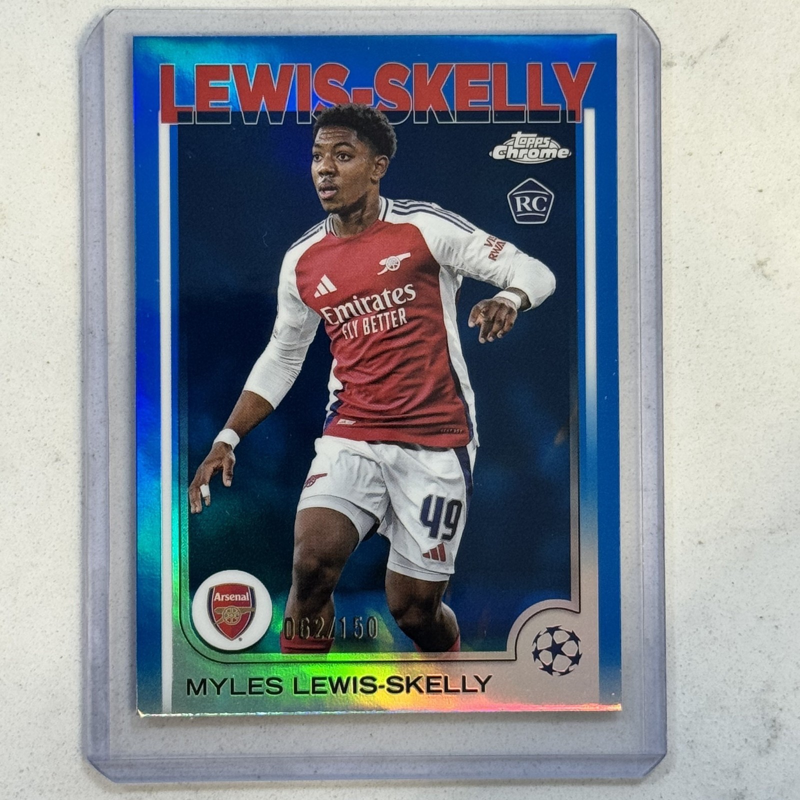 2024-25 Topps Chrome Uefa #154 Myles Lewis-Skelly Blue Refractor /150 Rookie Rc