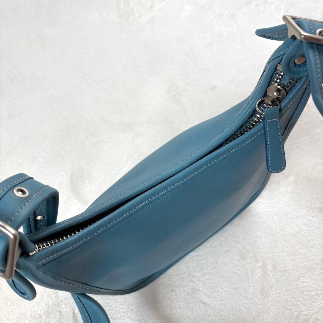 Old Coach Becket Shoulder Bag 9950 Vintage Blue Leather Flap Crossbody image 5