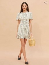 Reformation Beesley mini dress with ruffle in heath 8