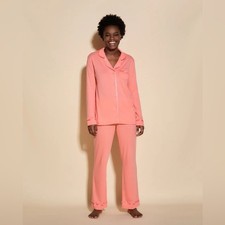 Cosabella Bella Long Sleeve Top  Pants Pajama Set Coral Breeze Orange medium M