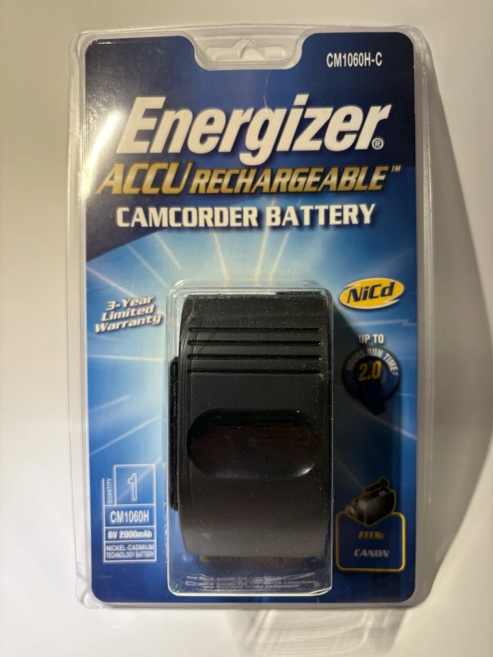 Batería recargable para videocámara Energizer CM1060H-C fabricada sellada ajuste Canon Foto 2 de 4