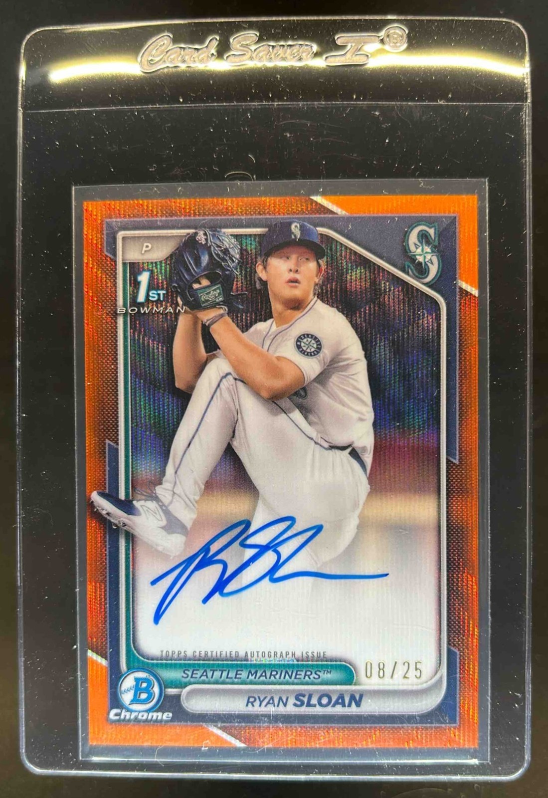 2024 Bowman Draft Ryan Sloan Chrome Auto Orange Wave Refractor 1st #8/25