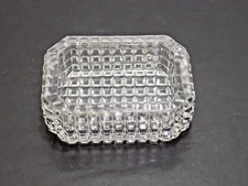 Antique Block Waffle Clear EAPG Rectangular Master Salt Cellar 3-1/2" x 2-1/2"