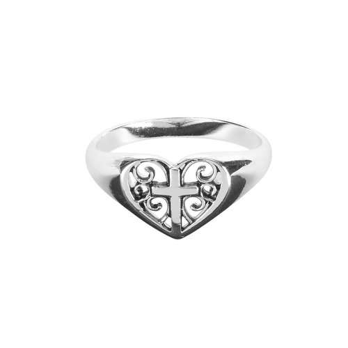 Bague Filigrane Argentée Réglable – Cœur Beige 11x11 Mm – Fantaisie Adulte