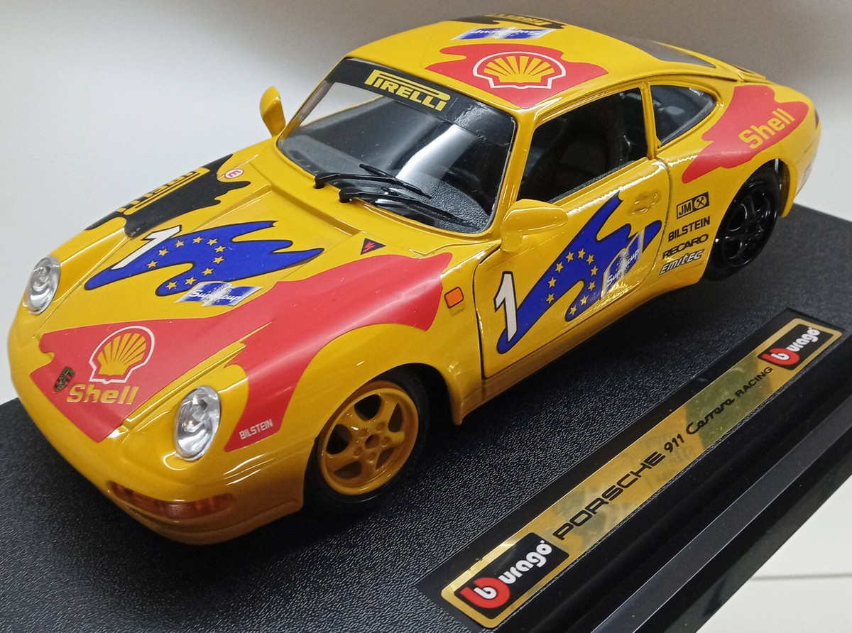 BBURAGO BIJOUX COLLECTION DIECAST Yellow Porsche 911 Carrera 1993