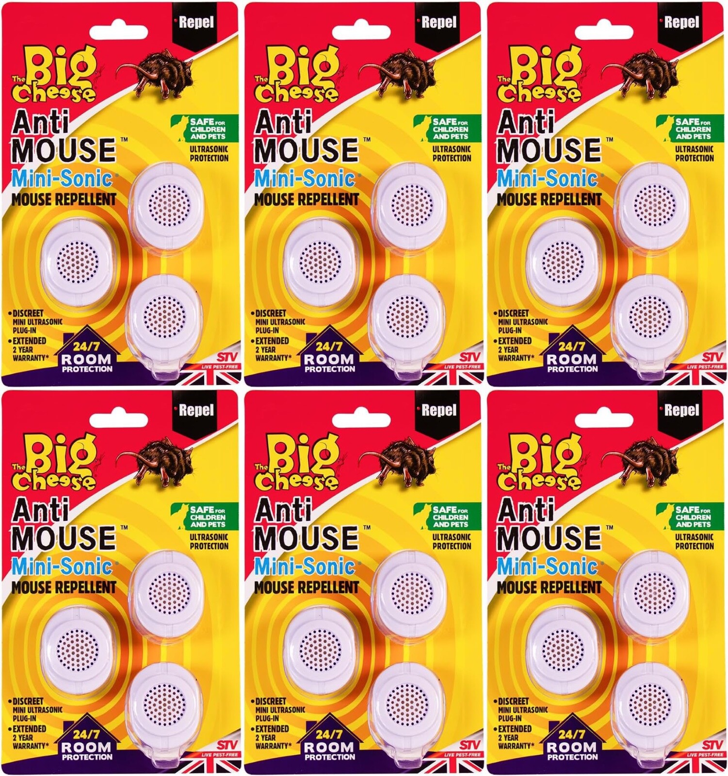 18x The Big Cheese STV Mice Rat Repeller Deterrent Mini-Sonic Ultrasonic Plug In