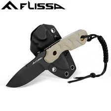 FLISSA 7Inch Fixed Blade Knife Full Tang Hunting Knife w/G10 Handle Kydex Sheath