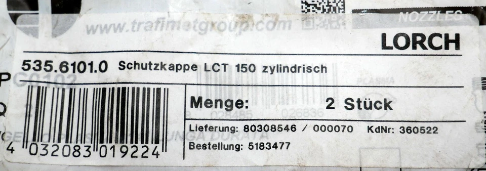 2x Lorch 535.6101.0 Schutzkappe LCT 150 zylindrisch -unused- - Bild 2 von 4
