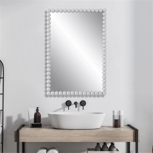 Uttermost Serna Contemporary Iron Metal and MDF Vanity Mirror in White - Picture 7 of 8