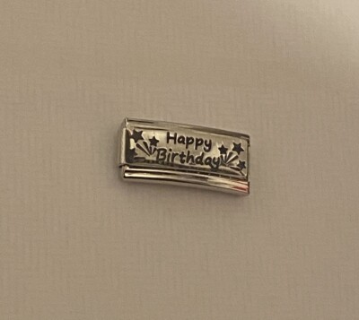 Klassischer Silber Double Happy Birthday Charm passt 9mm Italienisch/Nomination Armband
