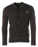 Kitaro Herren Strickjacke College Style Rundhals Strickmix Raven M Y1598