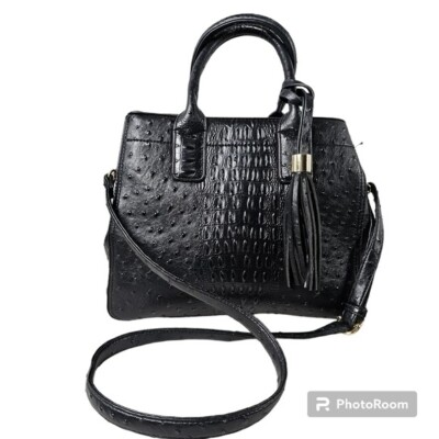 Elegant Faux Ostrich Skin Black Textured Large Crosbody Bag  display picture 1