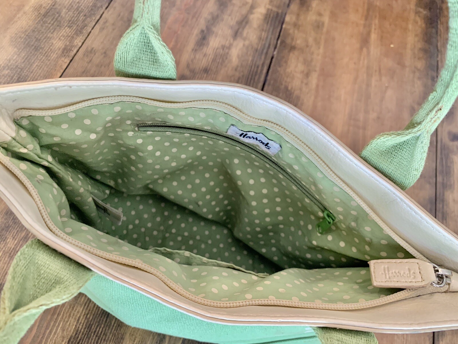 Harrod's of London Light Green Women's Satchel Handbag Purse 12” x 8” x